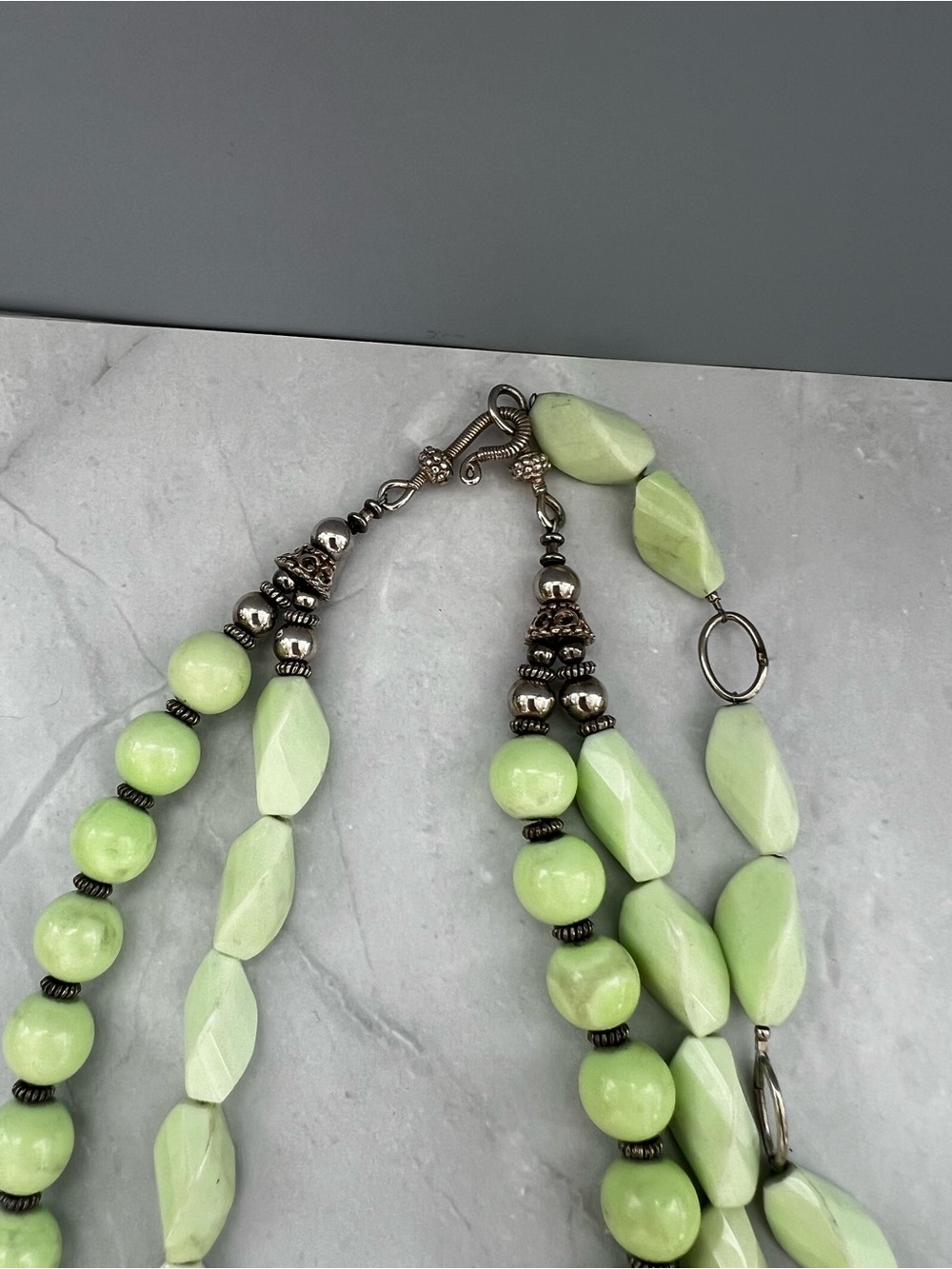 Vintage Nicki Marx Silver Lemon Chrysoprase Beaded Necklace